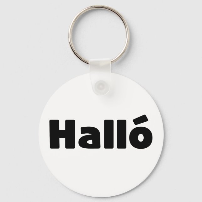 Icelandic Halló { Hello ) Íslenska Language Keychain (Front)