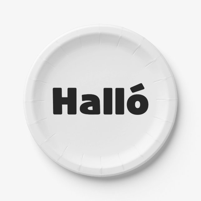 Icelandic Halló { Hello ) Íslenska Language Paper Plates (Front)