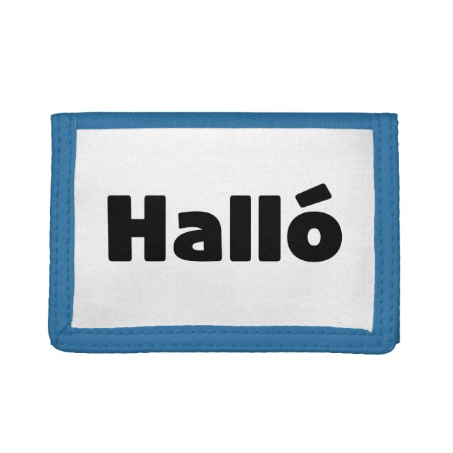 Icelandic Halló { Hello ) Íslenska Language Trifold Wallet (Front)