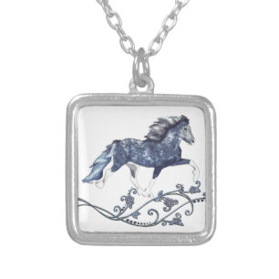 Icelandic Horse Blámóða Silver Plated Necklace