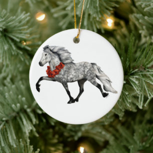 Icelandic Horse Christmas Ceramic Ornament