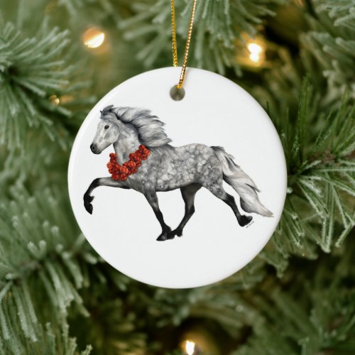 Icelandic Horse Christmas Ceramic Ornament