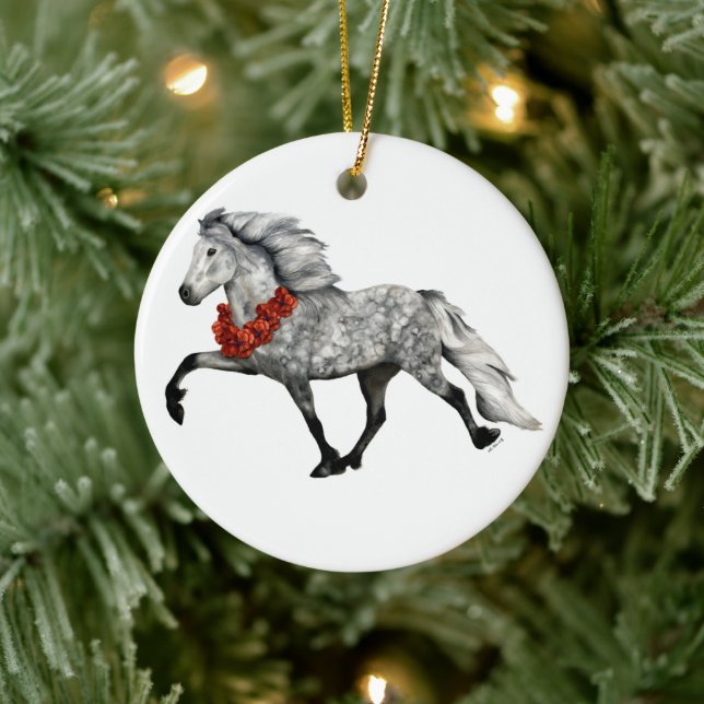 Icelandic Horse Christmas Ceramic Ornament (Tree)