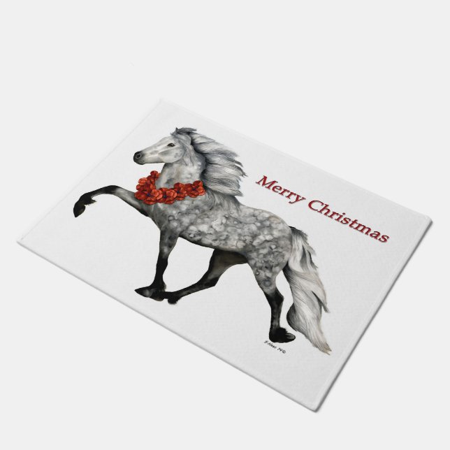 Icelandic Horse Christmas Doormat (Angled)