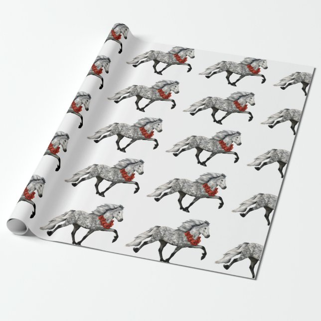 Icelandic Horse Christmas Wrapping Paper (Unrolled)