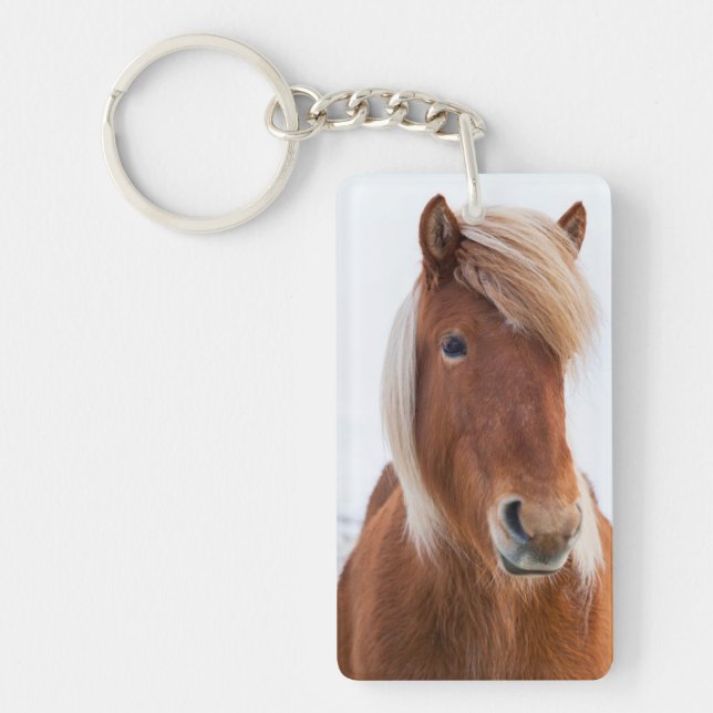 Icelandic Horse during winter Keychain (Front)