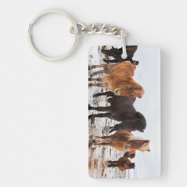 Icelandic Horse during winter on Iceland Keychain (Front)
