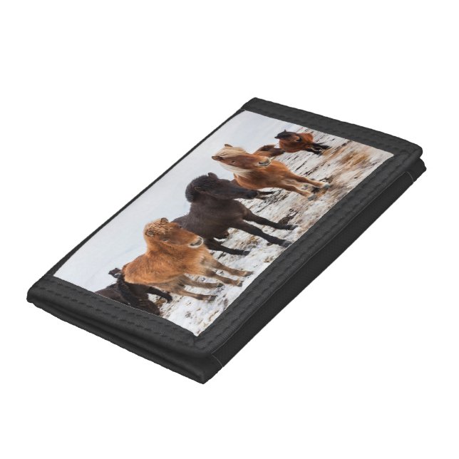 Icelandic Horse during winter on Iceland Trifold Wallet (Bottom)