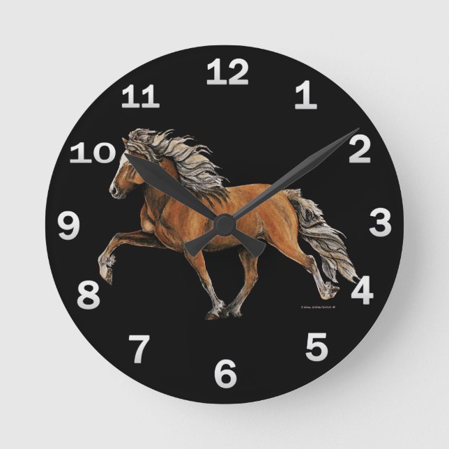 Icelandic Horse Elska Round Clock (Front)