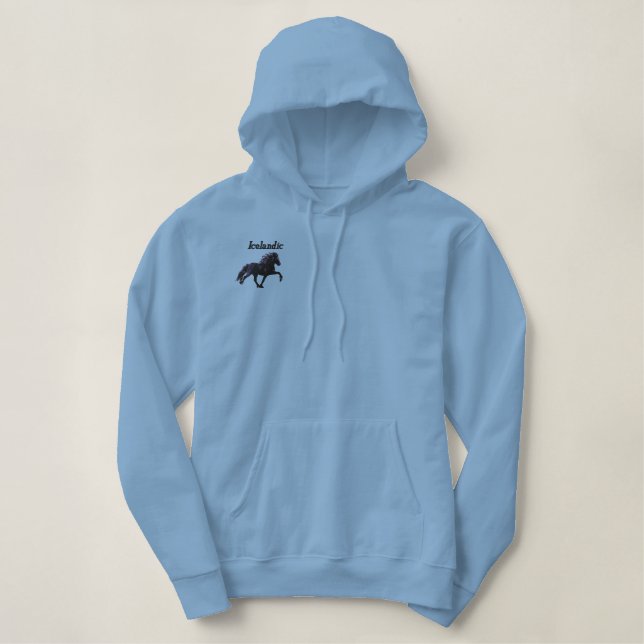  Icelandic Horse Embroidered Hoodie (Design Front)