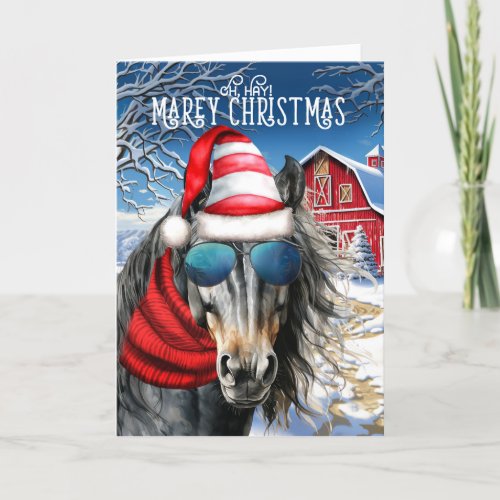 Icelandic Horse Funny MAREy Christmas Holiday Card