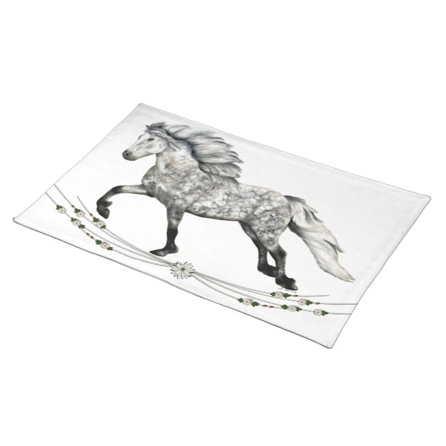 Icelandic Horse Gra  Cloth Placemat (On Table)