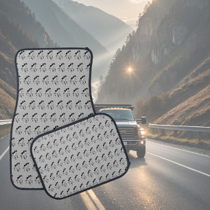 Icelandic horse in black and white car floor mat