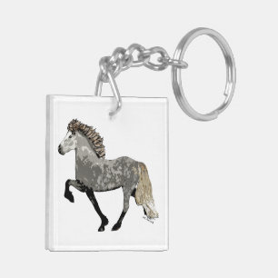 Icelandic Horse in dappled grey-Art Deco Astrid Keychain