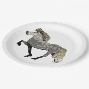 Icelandic Horse in dappled grey-Art Deco Astrid Paper Plates