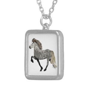 Icelandic Horse in dappled grey-Art Deco Astrid Silver Plated Necklace