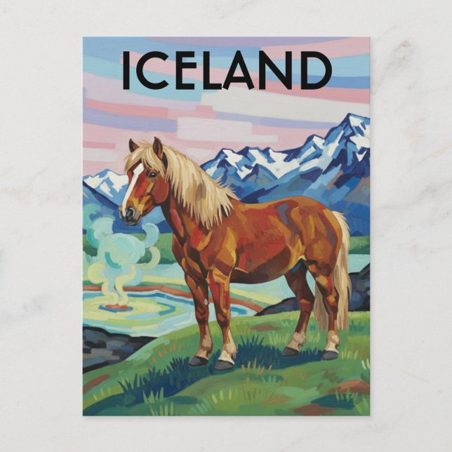 Icelandic Horse in Iceland Travel Postcard (Front)