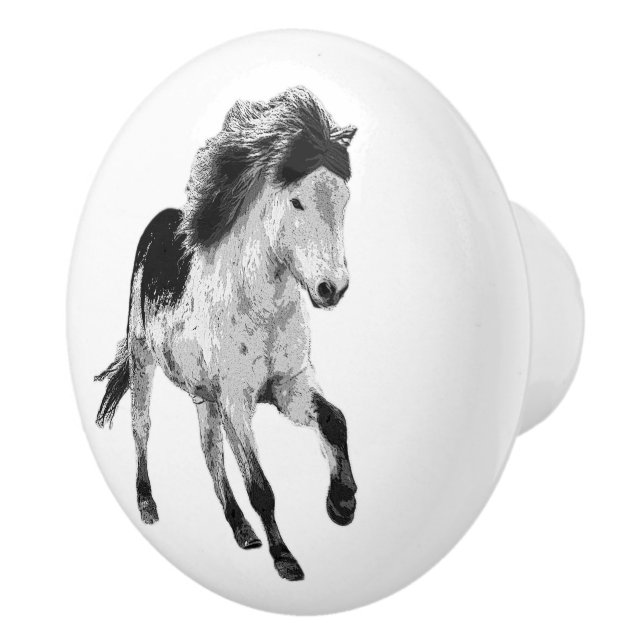 Icelandic horse in motion ceramic knob (Right)