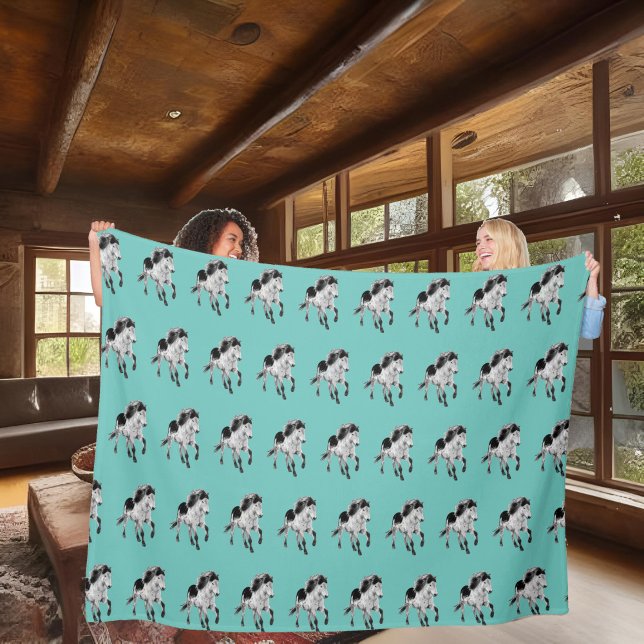 Icelandic horse in motion fleece blanket (Creator Uploaded)