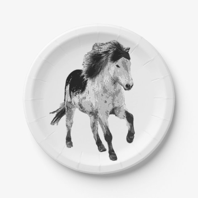 Icelandic horse in motion paper plates (Front)