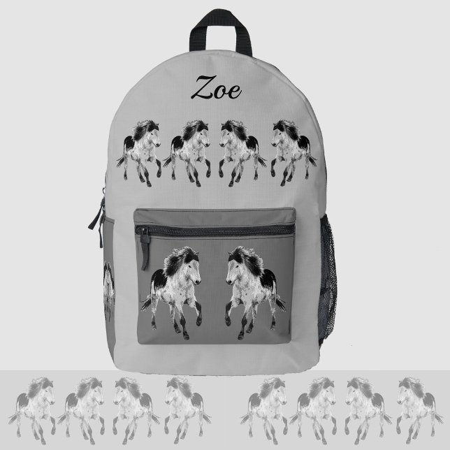 Icelandic horse in motion, personalizable  printed backpack (Creator Uploaded)