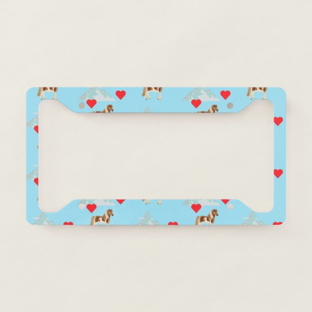 Icelandic Horse Mountain Animals Lovers Red Heart License Plate Frame (Front)