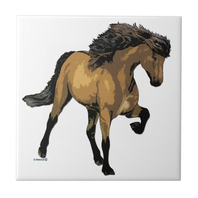 Icelandic Horse Nouvelle Vogue Buckskin Tile (Front)
