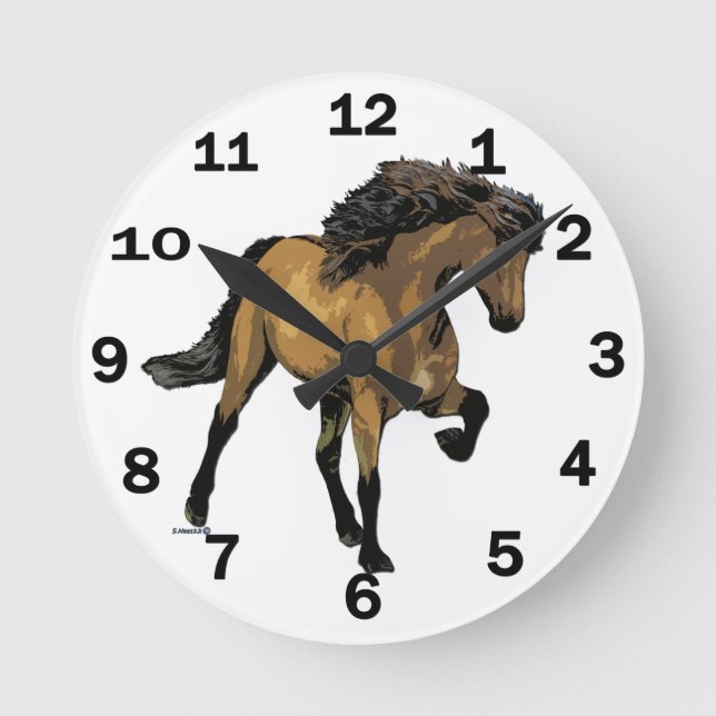 Icelandic Horse Nouvelle Vogue Round Clock (Front)