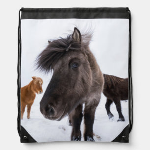 Icelandic Horse portrait, Iceland Drawstring Bag