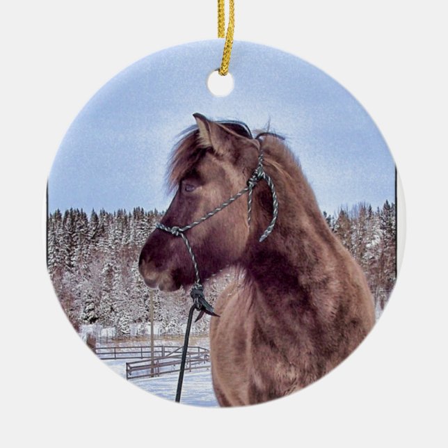Icelandic Horse Power Ceramic Ornament (Front)