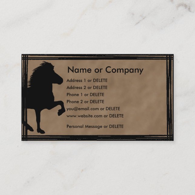 Icelandic Horse Silhouette Personal Profile Business Card (Front)