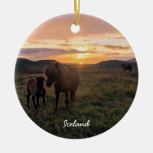 Icelandic horses - ceramic ornament
