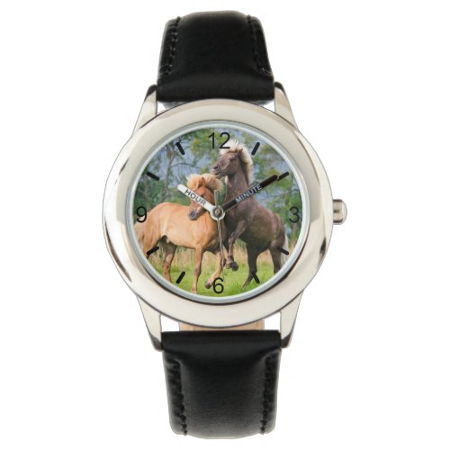 Icelandic Horses Funny Play Rearing _ dial_plate _ Watch