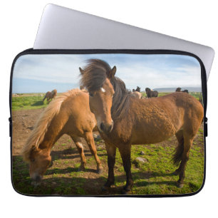 Icelandic Horses Graze Laptop Sleeve