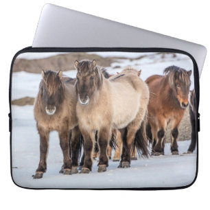 Icelandic Horses in Winter Near Hofn, Iceland Laptop Sleeve
