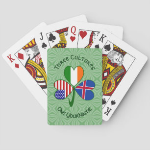Icelandic Irish American Flag Shamrock Personalize Poker Cards