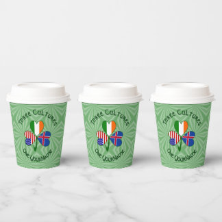 Icelandic Irish American Shamrock Personalize Text Paper Cups