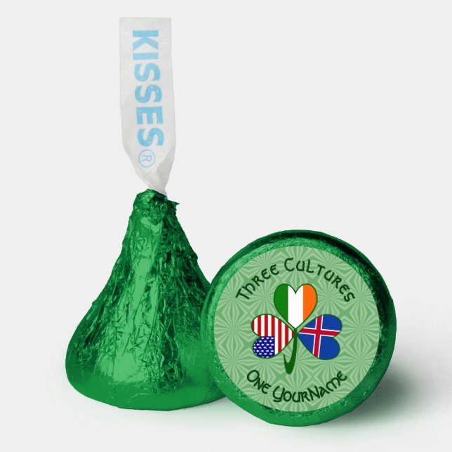 Icelandic Irish USA Flags Shamrock Personalized  Hershey®'s Kisses® (Front)