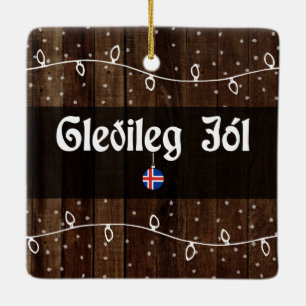 Icelandic Merry Christmas, Gleðileg jól Ceramic Ornament