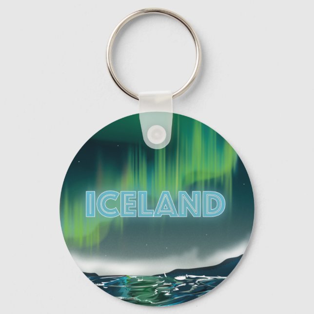 Icelandic Northern Lights Travel Art Keychain (Front)
