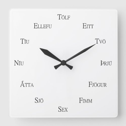 Icelandic Numbers Learning Customizable Language Square Wall Clock