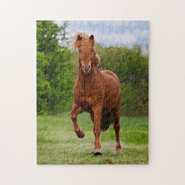 Icelandic Pony Runs Tölt Funny Photo Horse Lovers Jigsaw Puzzle (Vertical)