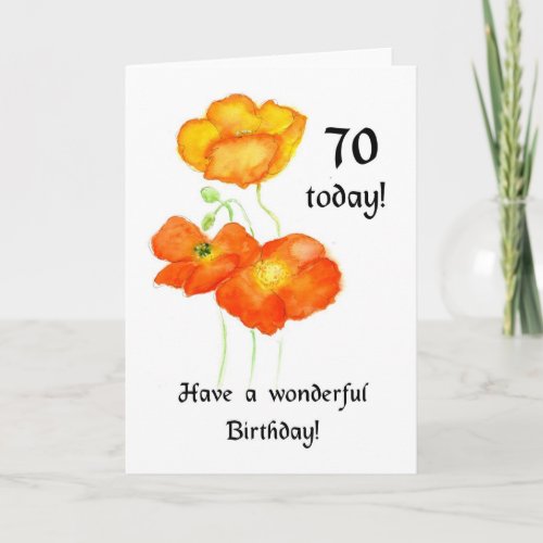 Icelandic Poppies 70th Birthday Card