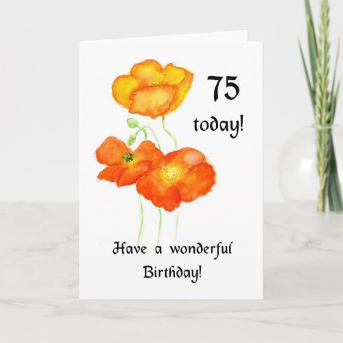 Icelandic Poppies 75th Birthday Card