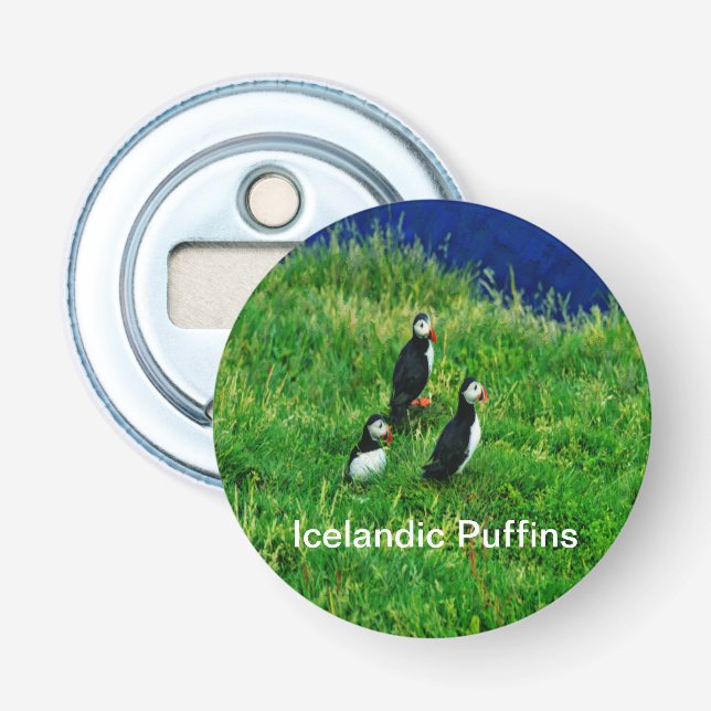 Icelandic Puffins in Summer Bottle Opener (Front)