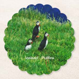 Icelandic Puffins Paper Coaster