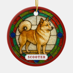 Icelandic Sheepdog Dog Ceramic Circle Ornament