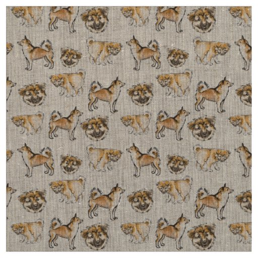 Icelandic sheepdog natural linen fabric