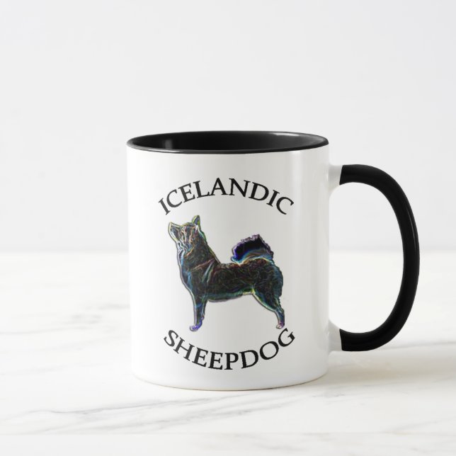Icelandic Sheepdog owner 11oz. mug. Stylized dog. Mug (Right)