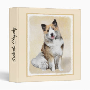 Icelandic Sheepdog Painting - Original Dog Art 3 Ring Binder